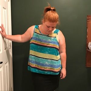 Plus Size Backless Midi Striped Tank Top